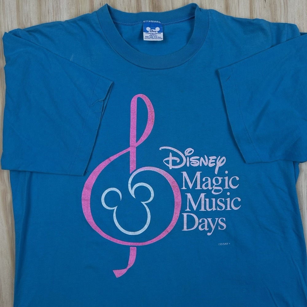 Vintage 80s Disney Magic Music Days Teal T Shirt FITS M Made In USA 100% Cotton